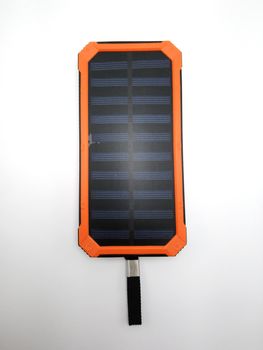 Solar power powerbank charger use to charge low to empty battery of smartphone