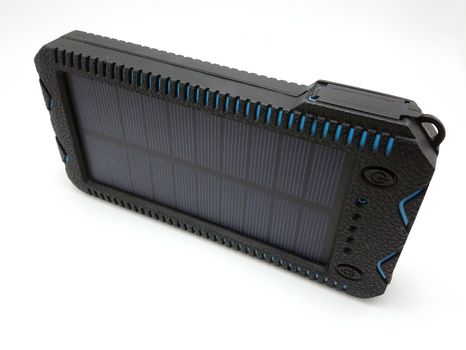 Solar power powerbank charger use to charge low to empty battery of smartphone