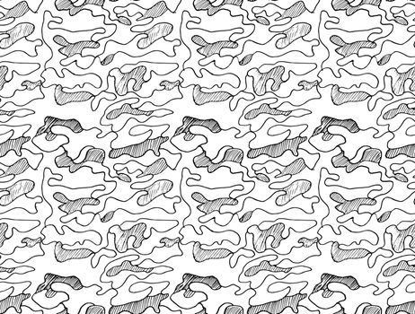 Hand drawn abstract camouflage khaki seamless pattern, vector illustration.