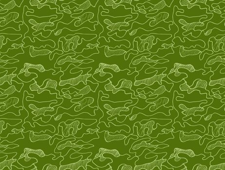 Hand drawn abstract camouflage khaki seamless pattern, vector illustration.