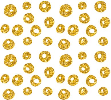 Hand drawn dotted seamless gold glitter pattern. brush circles and dots seamless pattern, vector illustration.