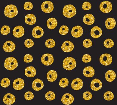 Hand drawn dotted seamless gold glitter pattern. brush circles and dots seamless pattern, vector illustration.