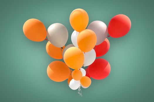 Group of balloons for party decoration isolated on beautiful pastel color background.