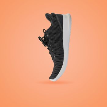 Fashion running sneaker shoe isolated on beautiful pastel color background, with clipping path.