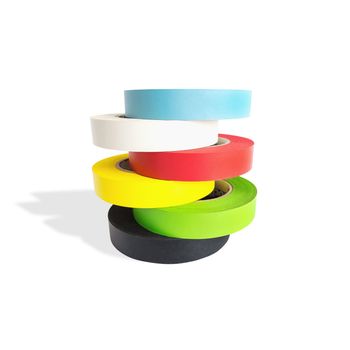 Multicolored of fabric adhesive tapes isolate on white background, with clipping path.