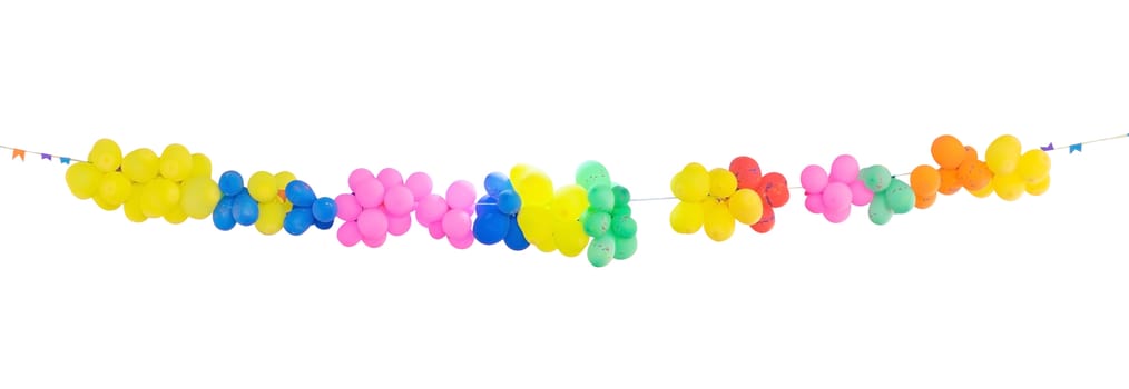 Group of colorful balloons for decoration in celebrations of various important days isolated on white background.