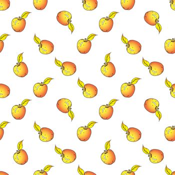 Apple seamless pattern. Hand drawn vector illustration