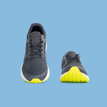 Fashion running sneaker shoes isolated on beautiful pastel color background, with clipping path.