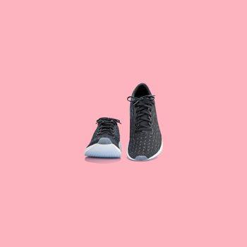 Fashion running sneaker shoes isolated on beautiful pastel color background, with clipping path.