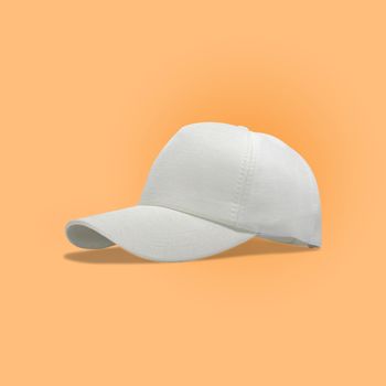 Fashion and sports white cap isolated on beautiful pastel color background, with clipping path.