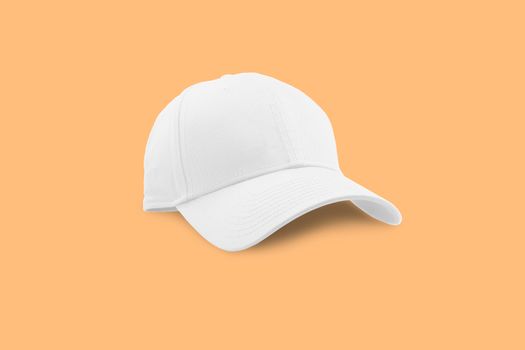 Fashion and sports white cap isolated on beautiful pastel color background, with clipping path.