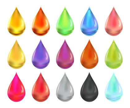 Oil drop set, collection of oil drops for beauty and cosmetics or food and drink products, vector illustration isolated on white background.
