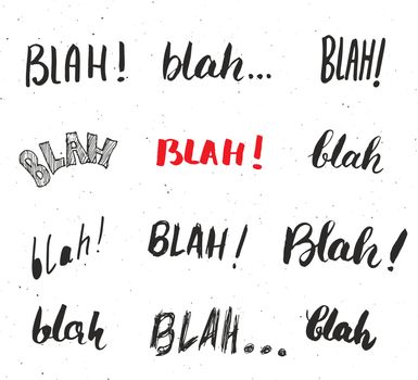 Blah, blah words hand written set vector illustration isolated on white background