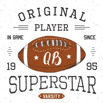 T-shirt design, Football quarterback superstar typography graphics, vector illustration .