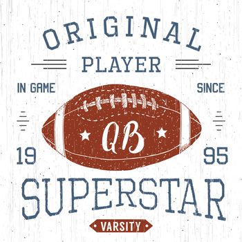 T-shirt design, Football quarterback superstar typography graphics, vector illustration .