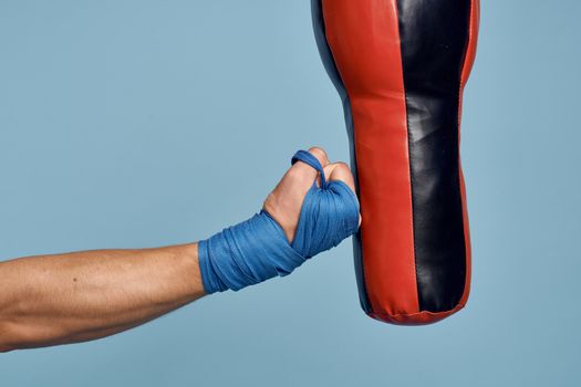 Punching bag punch training boxing exercise bandages. High quality photo