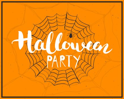 Halloween greeting card. Lettering calligraphy sign and hand drawn elements, party invitation or holiday banner design vector illustration.