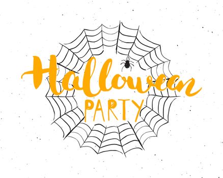 Halloween greeting card. Lettering calligraphy sign and hand drawn elements, party invitation or holiday banner design vector illustration.