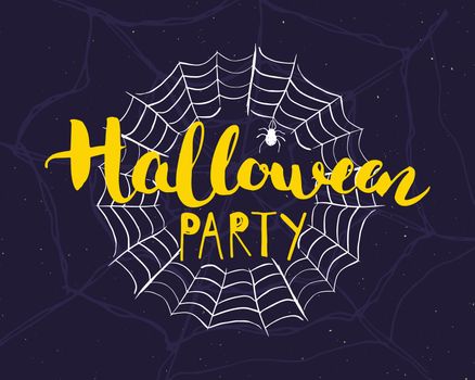 Halloween greeting card. Lettering calligraphy sign and hand drawn elements, party invitation or holiday banner design vector illustration.