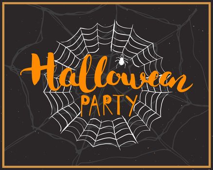 Halloween greeting card. Lettering calligraphy sign and hand drawn elements, party invitation or holiday banner design vector illustration.