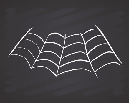 Spider web Hand drawn sketched web vector illustration on chalkboard background.