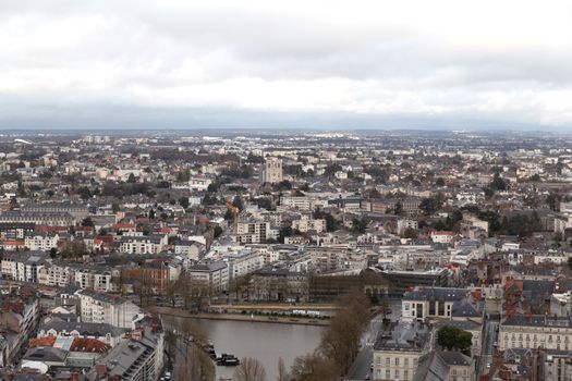 Nantes, France: 22 February 2020: Aerial view of Nantes