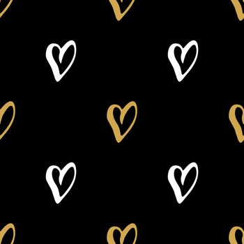 Heart symbol seamless pattern vector illustration. Hand drawn sketch doodle background. Saint Valentains Day or womens day background.