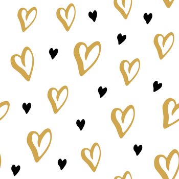 Heart symbol seamless pattern vector illustration. Hand drawn sketch doodle background. Saint Valentains Day or womens day background.