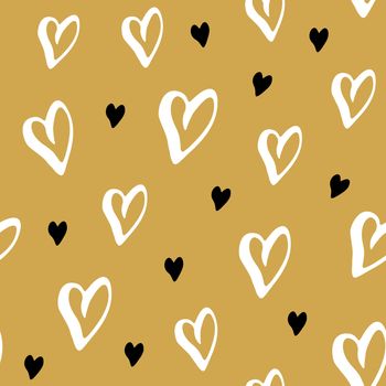 Heart symbol seamless pattern vector illustration. Hand drawn sketch doodle background. Saint Valentains Day or womens day background.