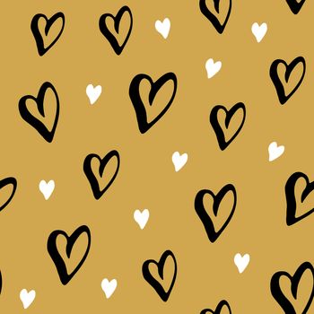 Heart symbol seamless pattern vector illustration. Hand drawn sketch doodle background. Saint Valentains Day or womens day background.