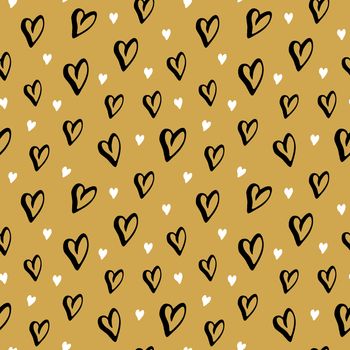 Heart symbol seamless pattern vector illustration. Hand drawn sketch doodle background. Saint Valentains Day or womens day background.