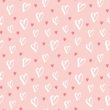 Heart symbol seamless pattern vector illustration. Hand drawn sketch doodle background. Saint Valentains Day or womens day background.