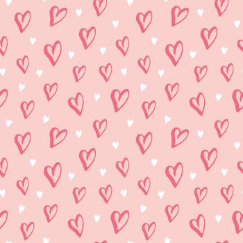 Heart symbol seamless pattern vector illustration. Hand drawn sketch doodle background. Saint Valentains Day or womens day background.