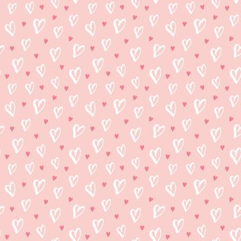 Heart symbol seamless pattern vector illustration. Hand drawn sketch doodle background. Saint Valentains Day or womens day background.