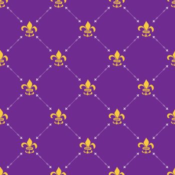 Mardi Gras seamless pattern vector illustration. Hand drawn sketched doodle Holyday elements and royal symbols, Vector illustration.