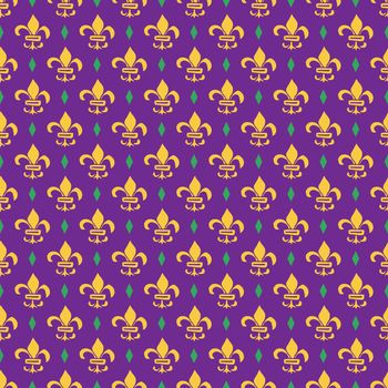 Mardi Gras seamless pattern vector illustration. Hand drawn sketched doodle Holyday elements and royal symbols, Vector illustration.