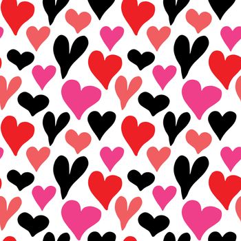 Heart symbol seamless pattern vector illustration. Hand drawn sketch doodle background. Saint Valentains Day or womens day background.