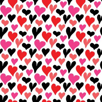 Heart symbol seamless pattern vector illustration. Hand drawn sketch doodle background. Saint Valentains Day or womens day background.