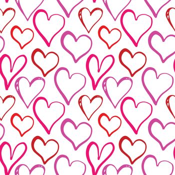 Heart symbol seamless pattern vector illustration. Hand drawn sketch doodle background. Saint Valentains Day or womens day background.