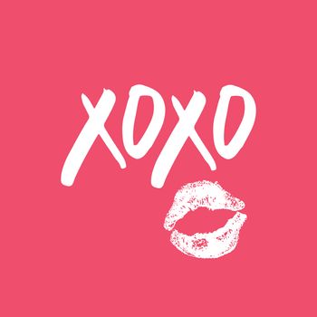 XOXO brush lettering sign, Grunge calligraphic hugs and kisses Phrase, Internet slang abbreviation XOXO symbols, vector illustration.