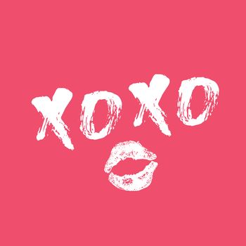 XOXO brush lettering sign, Grunge calligraphic hugs and kisses Phrase, Internet slang abbreviation XOXO symbols, vector illustration.