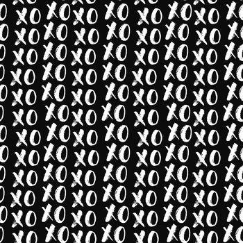 XOXO brush lettering signs seamless pattern, Grunge calligraphiv c hugs and kisses Phrase, Internet slang abbreviation XOXO symbols, vector illustration.