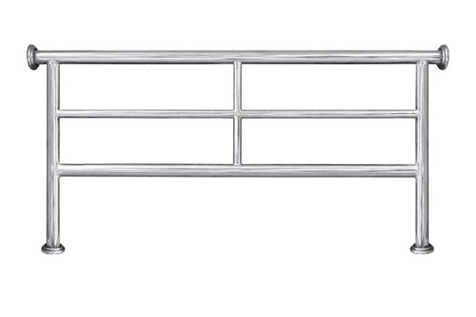 Stainless steel railing isolated on white, with clipping path.