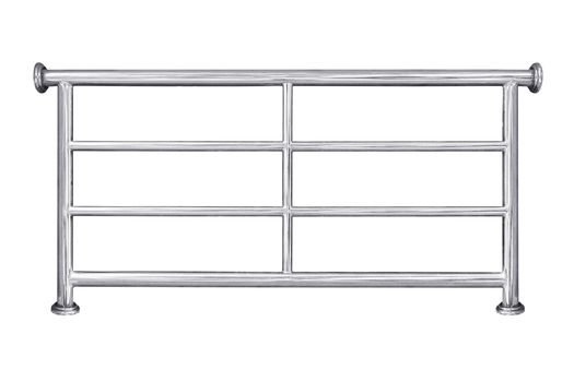 Stainless steel railing isolated on white, with clipping path.