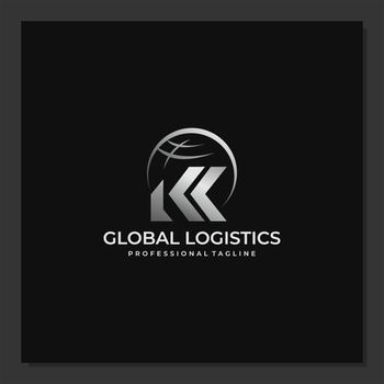 globe logistic business logo concept. abstract. earth and arrow stock elements illustration