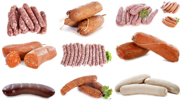 barbecue meat in front of white background