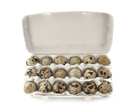 quail eggs in front of white background
