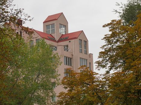 Dnipro, Ukraine - September 29, 2020: casual view on the streets architecture and building style at city center