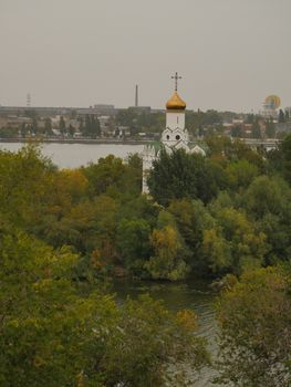 Local park views on nature in Dnipro city, Ukraine