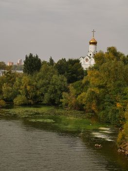 Local park views on nature in Dnipro city, Ukraine
